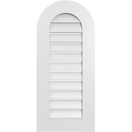 Ekena Millwork Round Top Surface Mount PVC Gable Vent: Functional, w/ 3-1/2"W x 1"P Standard Frame, 16"W x 36"H GVPRT16X3601SF